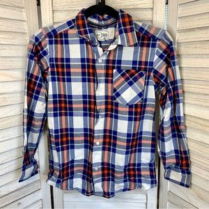Children’s Place Boys Tartan Plaid Red Blue White Long Sleeve Button Down Shirt